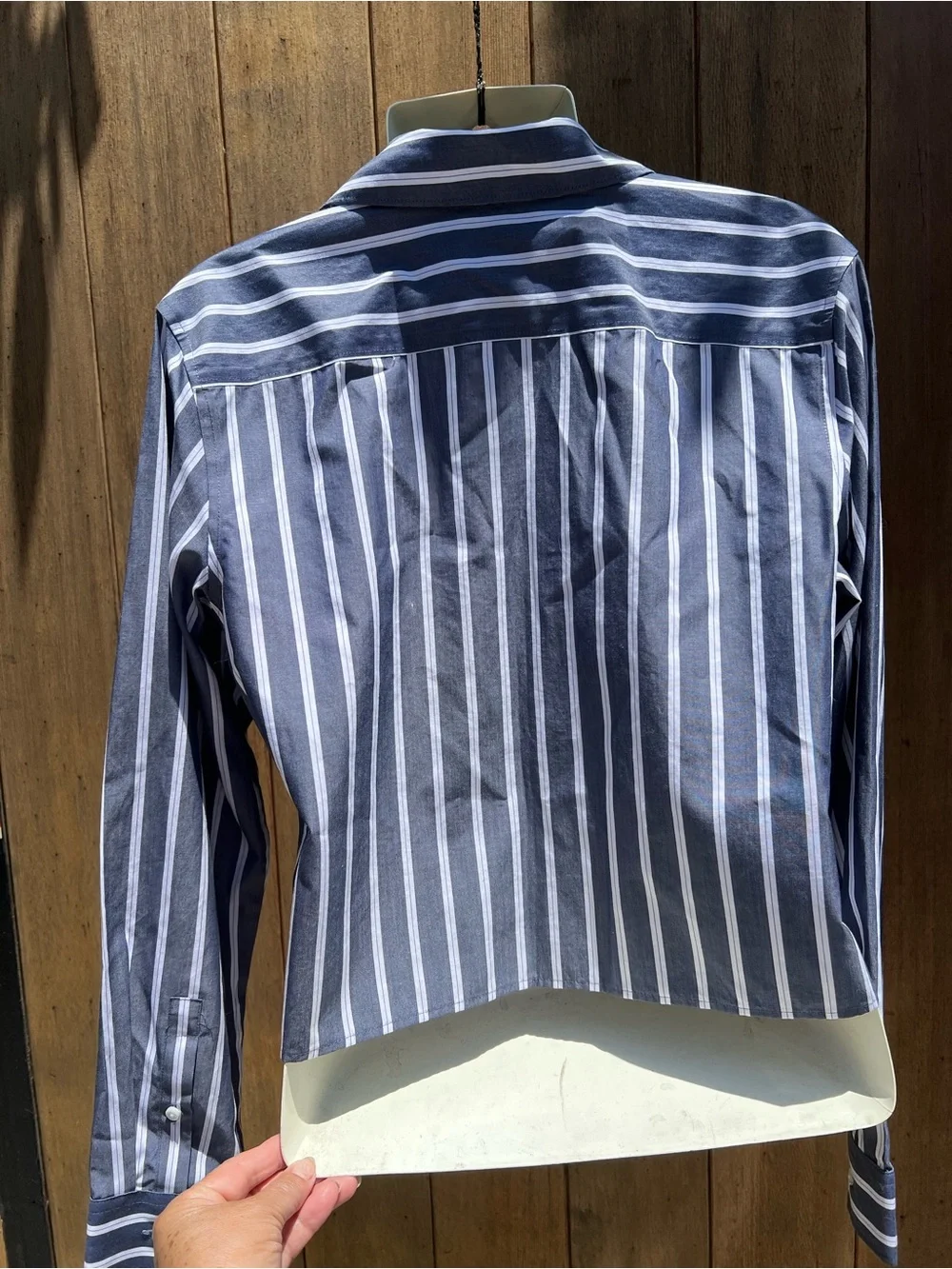 Lands' End Navy and White Striped Shirt - Picture 3 of 6